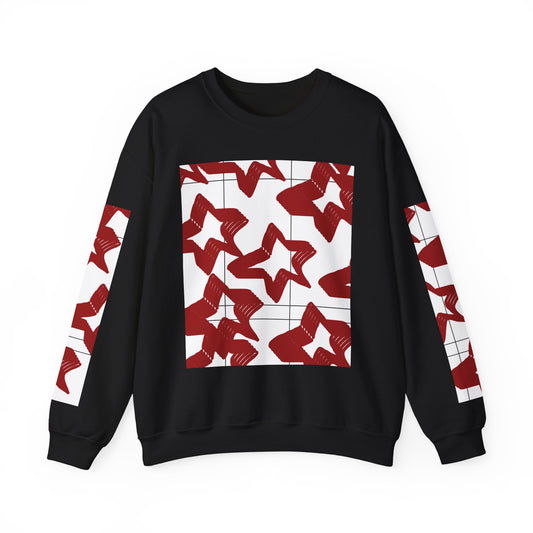 Crimson Star Grid Unisex Crewneck Sweatshirt