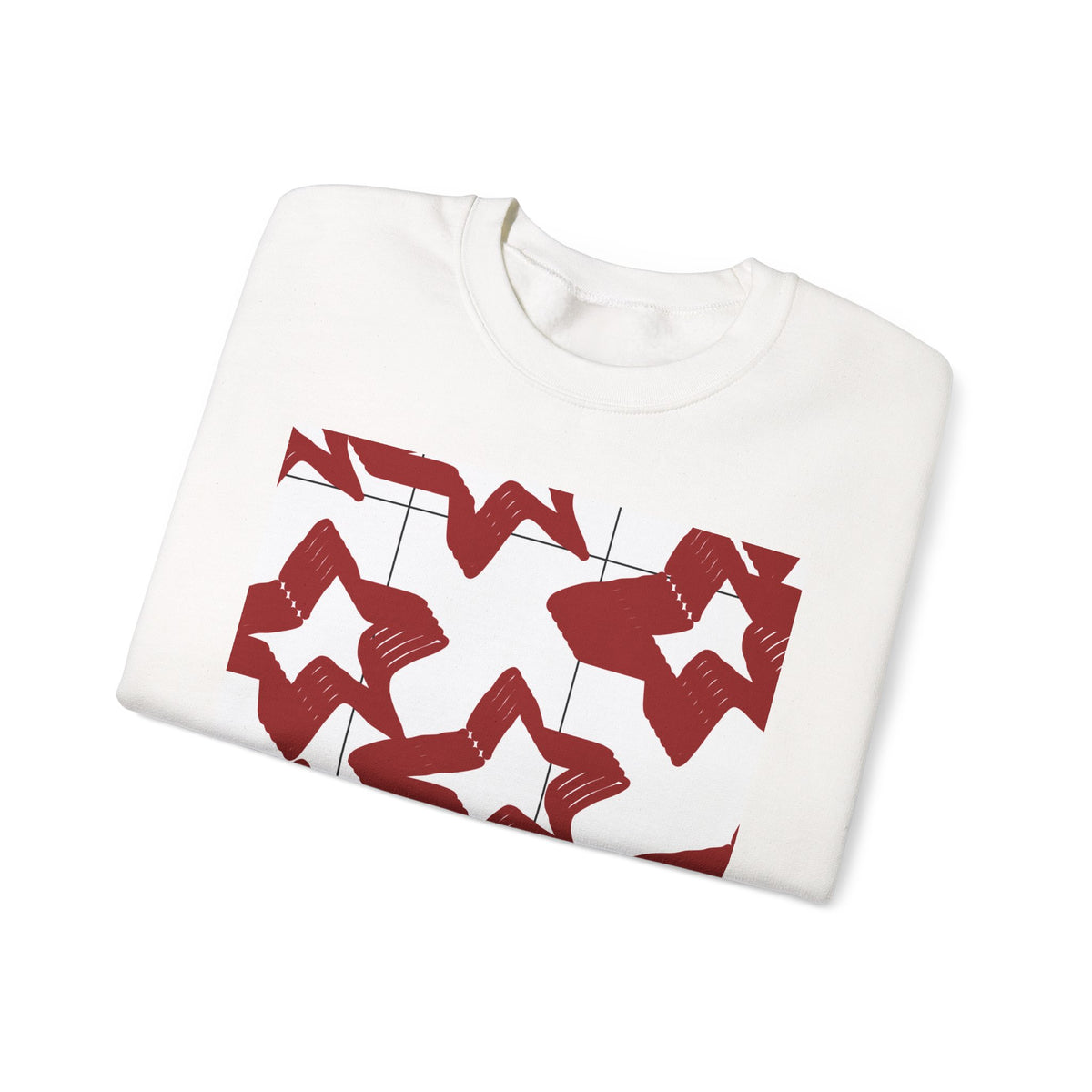 Crimson Star Grid Unisex Crewneck Sweatshirt
