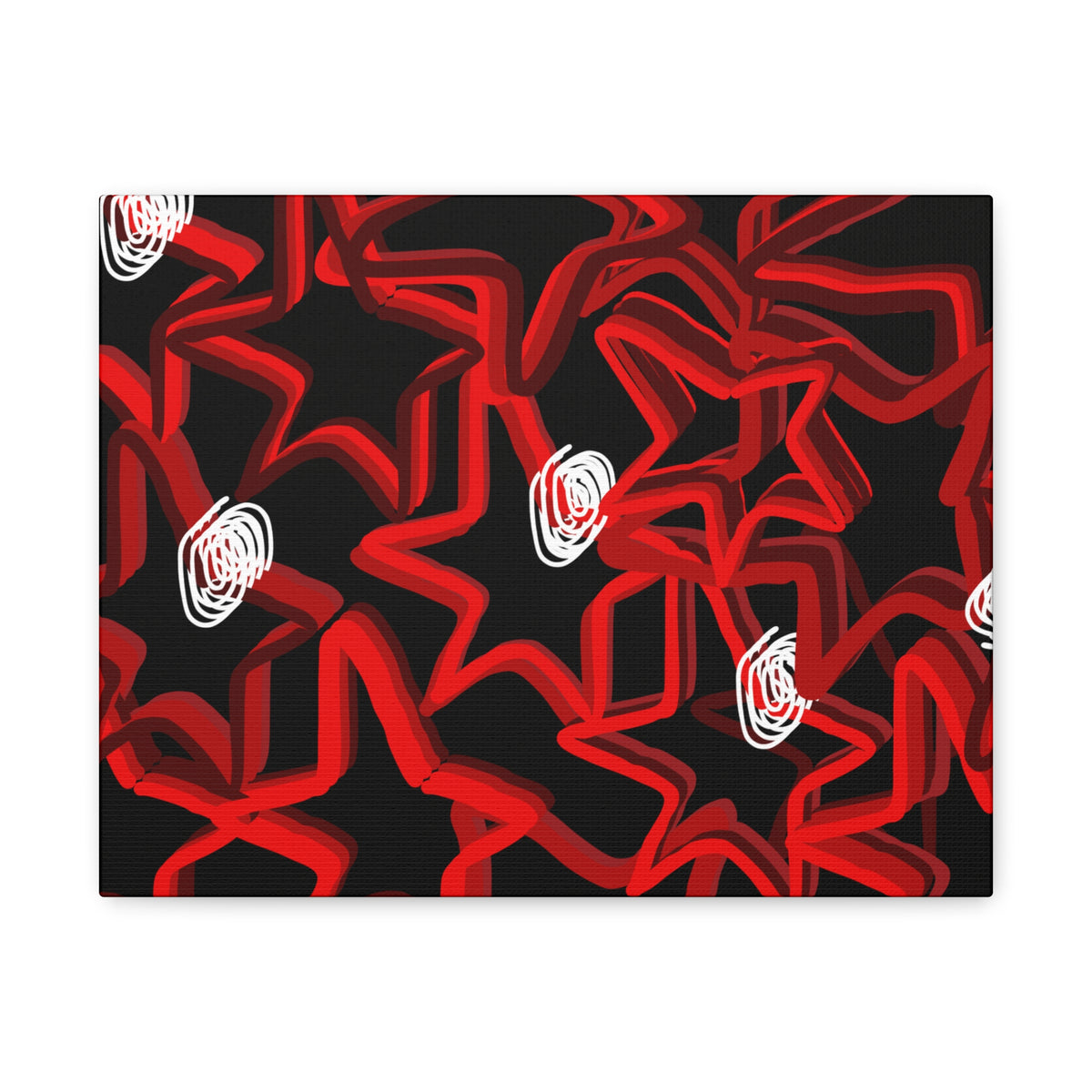 Abstract Stars  Red & Black Graffiti Canvas