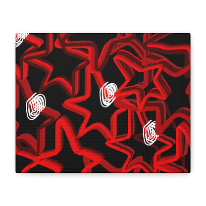 Abstract Stars  Red & Black Graffiti Canvas