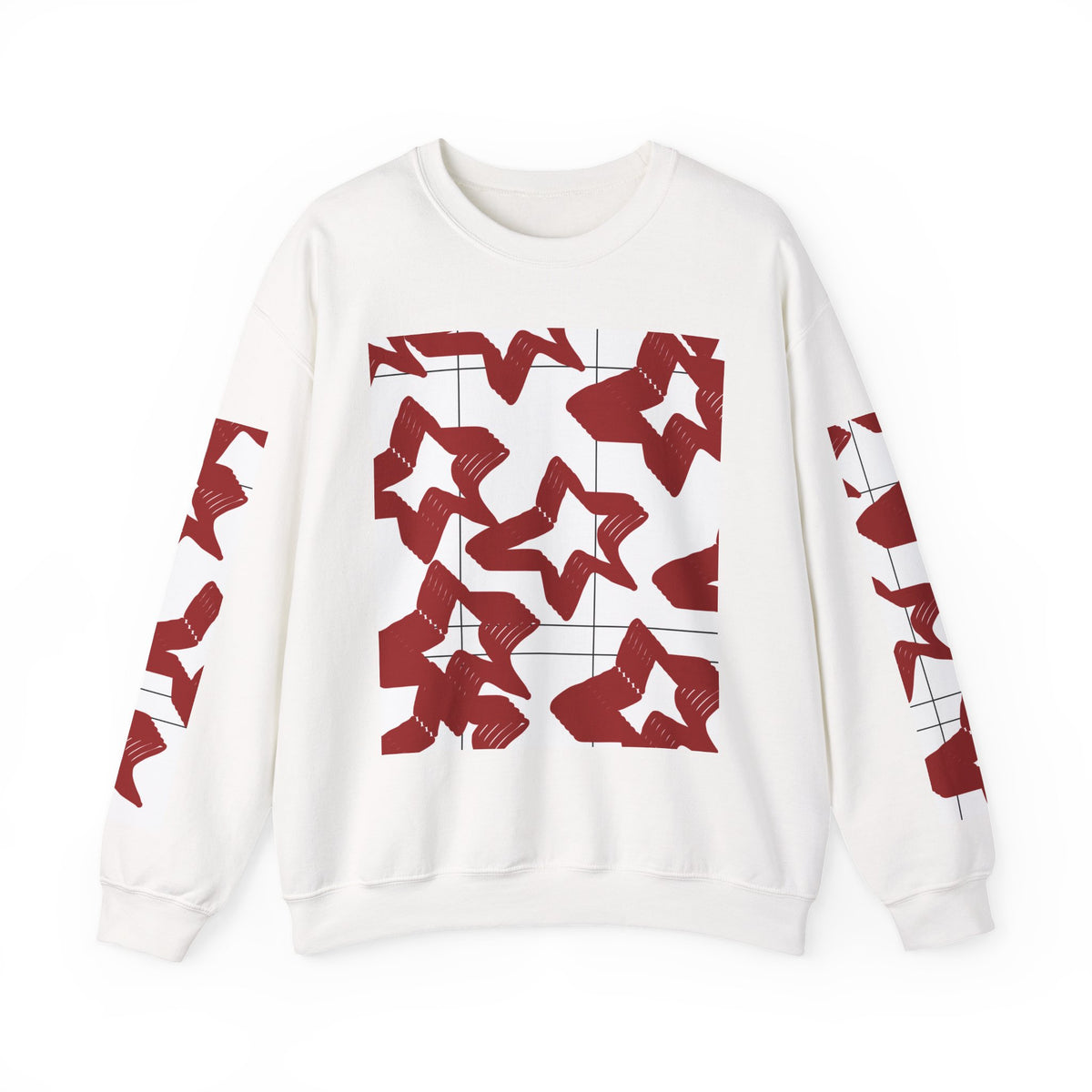 Crimson Star Grid Unisex Crewneck Sweatshirt