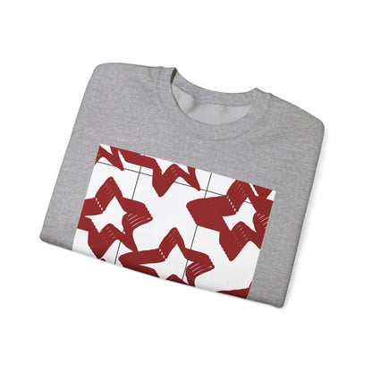 Crimson Star Grid Unisex Crewneck Sweatshirt