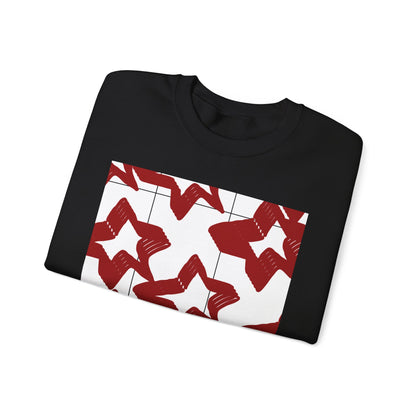 Crimson Star Grid Unisex Crewneck Sweatshirt