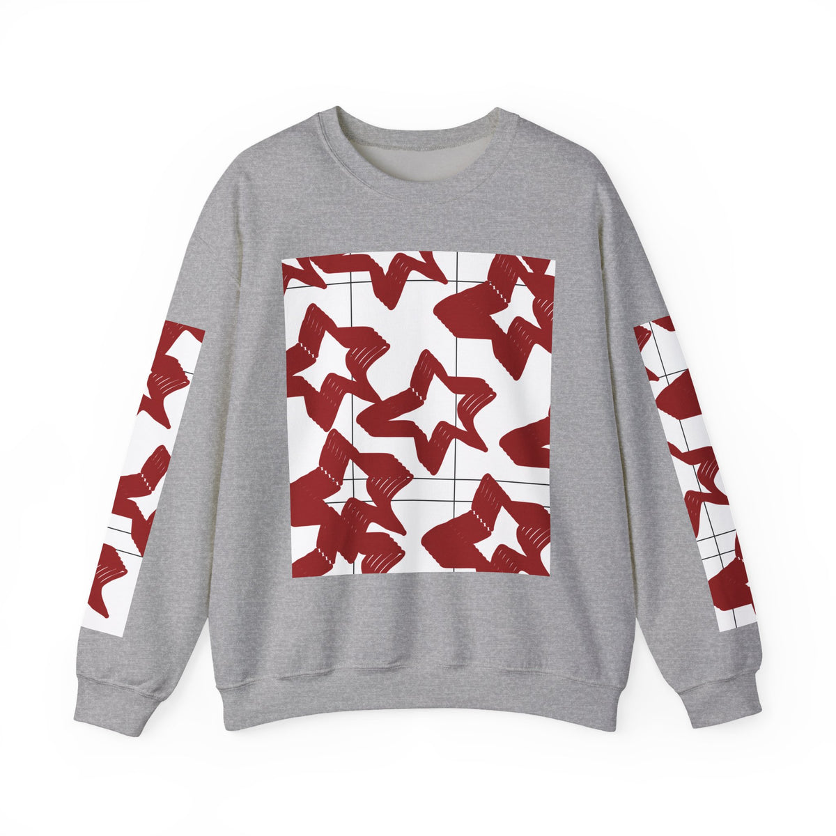 Crimson Star Grid Unisex Crewneck Sweatshirt
