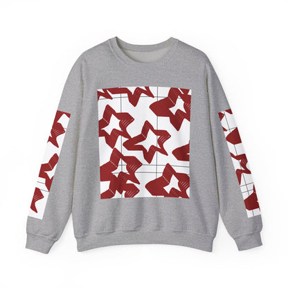 Crimson Star Grid Unisex Crewneck Sweatshirt