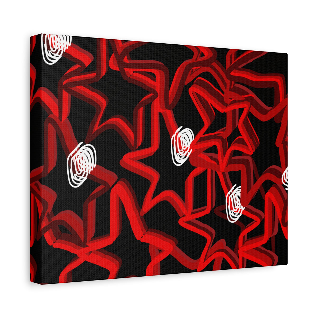 Abstract Stars  Red & Black Graffiti Canvas